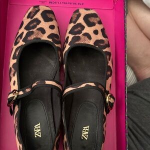 Zara Animal Print Mary Jane Flats
